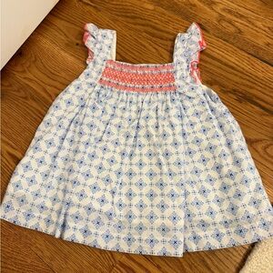 Janie and Jack Blue White and Pink Embroidered Ruffle Tank Top Size 5